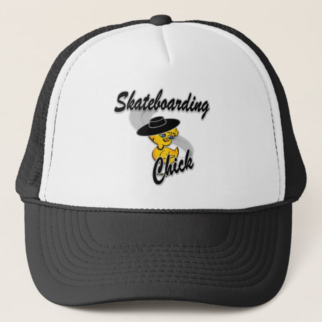 Skateboarding Chick #4 Trucker Hat (Front)
