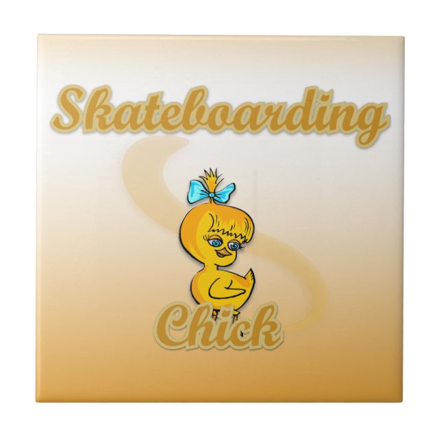 Skateboarding Chick Tile (Front)