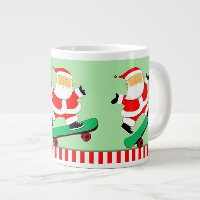 Skateboarding Christmas Holiday Gift Large Coffee Mug (Front Right)