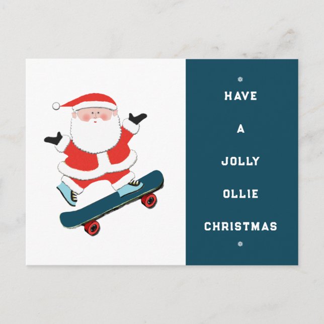 Skateboarding Christmas Holiday Postcard (Front)