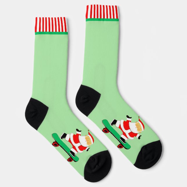 Skateboarding Christmas Holiday Socks (Right)