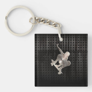 Skateboarding; Cool Black Keychain
