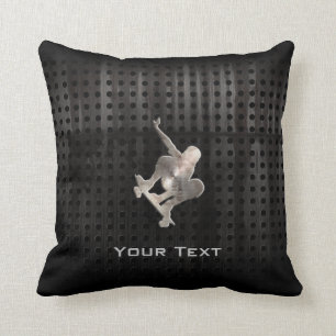 Skateboarding; Cool Black Throw Pillow