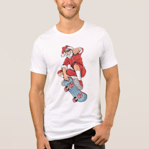 Skateboarding Cool Santa   Christmas Tri-Blend Shirt