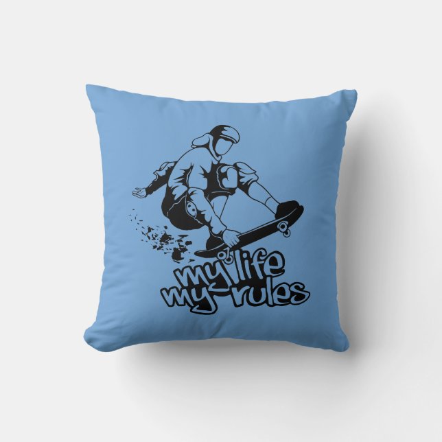 Skateboarding custom throw pillow (Front)