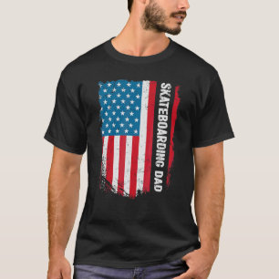 Skateboarding Dad America Us Flag Patriot Vintage T-Shirt