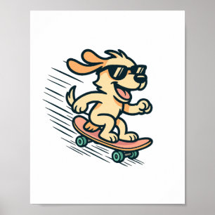 Skateboarding Dog Poster