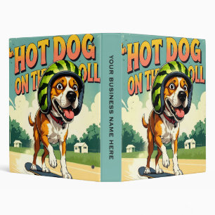 Skateboarding Dog Summer Funny Retro Beach Binder
