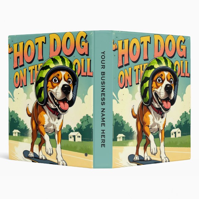 Skateboarding Dog Summer Funny Retro Beach  Binder (Background)