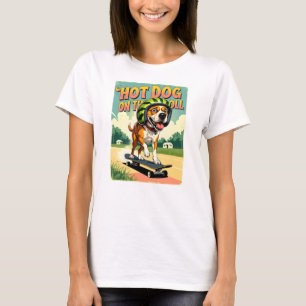 Skateboarding Dog Summer Funny Retro Beach T-Shirt