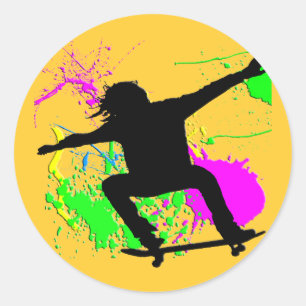 Skateboarding Extreme Classic Round Sticker
