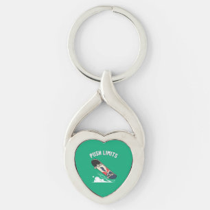 Skateboarding Extreme Sports Push Limits. Keychain