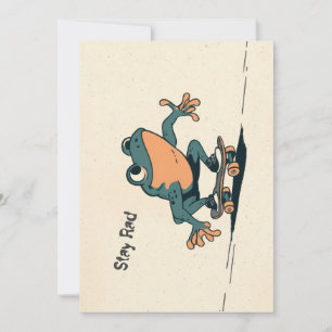 Skateboarding Frog – Cute Cartoon Animal Art Holiday Card