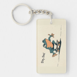 Skateboarding Frog – Cute Cartoon Animal Art Keychain
