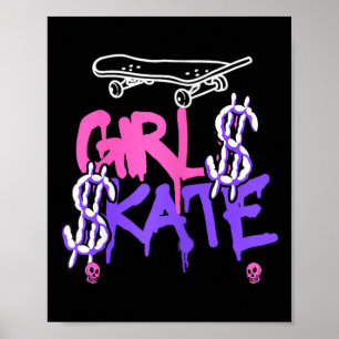 Skateboarding Girl Poster