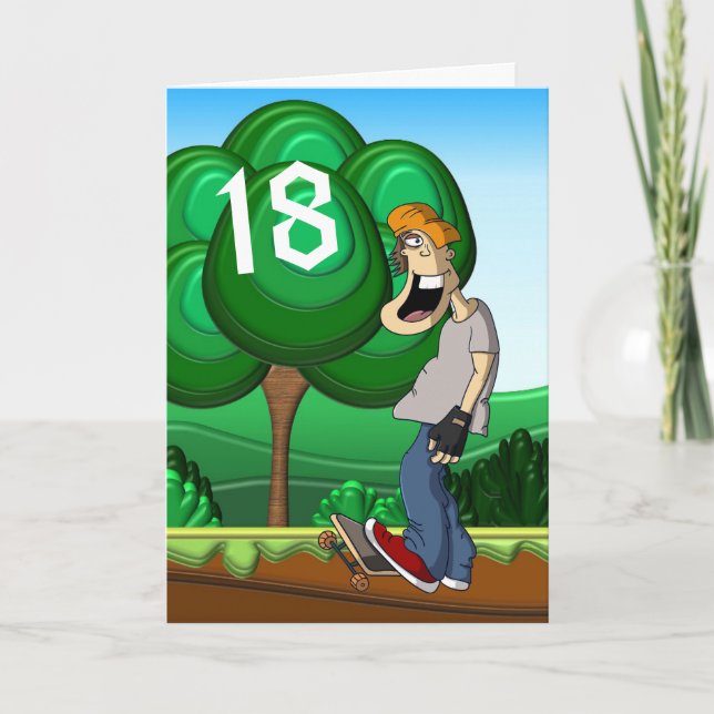 Skateboarding Happy 18th Birthday Card (Front)