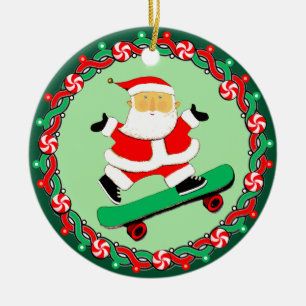 Skateboarding Holiday Gift Ceramic Ornament