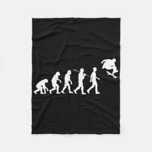 Skateboarding Humanity Evolved To Jump High Fun Sk Fleece Blanket
