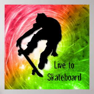 Skateboarding in a Psychedelic Cyclone Poster