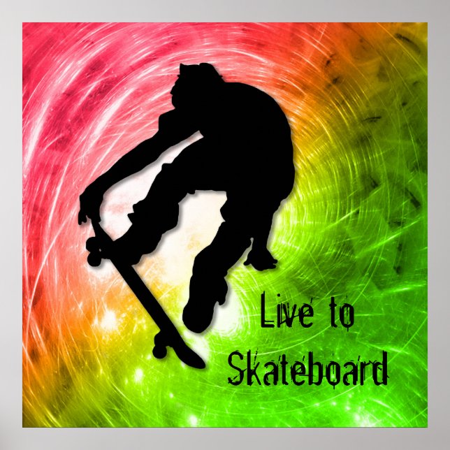 Skateboarding in a Psychedelic Cyclone Poster (Front)