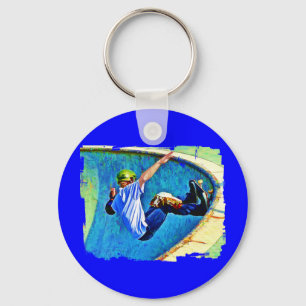 Skateboarding in the Bowl Keychain
