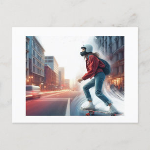 Skateboarding in the City,  Postcard
