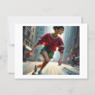 Skateboarding in the City, Postcard