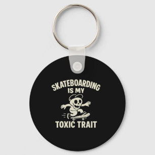 Skateboarding Is My Toxic Trait Cartoon Graphic Keychain
