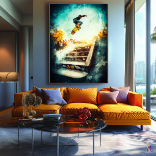 Skateboarding Legend - Dynamic Sports Art - Urban  Canvas Print