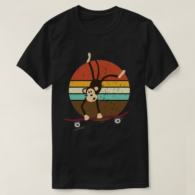 Skateboarding monkey funny gift T-Shirt (Design Front)