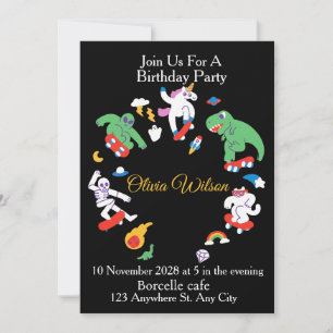 Skateboarding Monsters Birthday Card