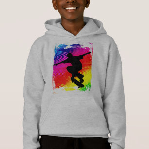 Skateboarding on Rainbow Grunge