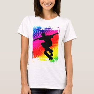 Skateboarding on Rainbow Grunge T-Shirt