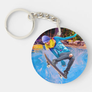 Skateboarding on Water Keychain