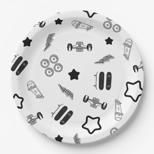Skateboarding Party Paper Plates 9" (Front)