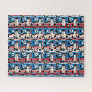 Skateboarding Patriotic USA Skateboarder Jigsaw Puzzle