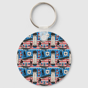 Skateboarding Patriotic USA Skateboarder Keychain