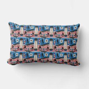 Skateboarding Patriotic USA Skateboarder Lumbar Pillow