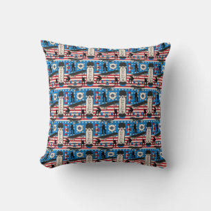 Skateboarding Patriotic USA Skateboarder Throw Pillow