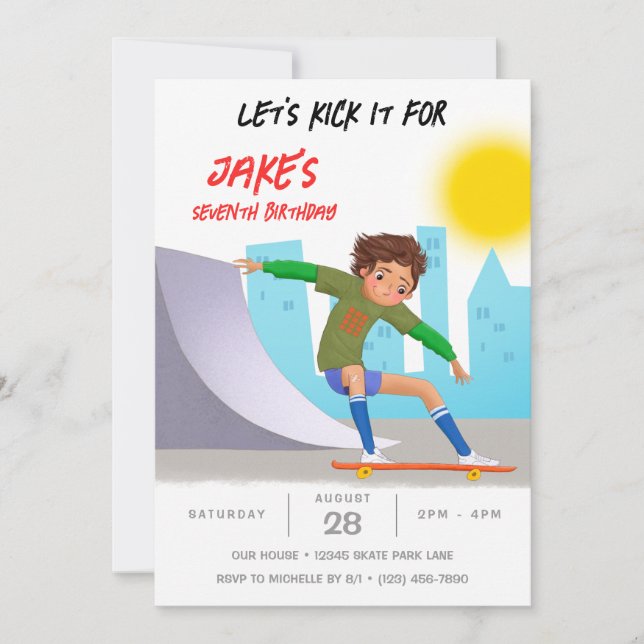 Skateboarding Photo Skate Park Boy Birthday Party Invitation (Front)