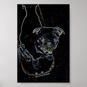 Skateboarding Pug Poster