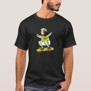 Skateboarding Pug Puppy  Skateboard Swag Hat Dog S T-Shirt