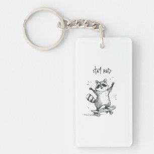 Skateboarding Raccoon – Cute Funny Skateboard Keychain