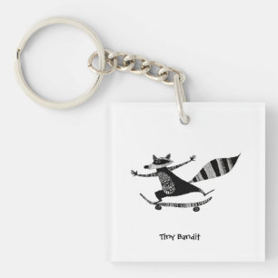 Skateboarding Raccoon – Whimsical Raccoon Animal Keychain