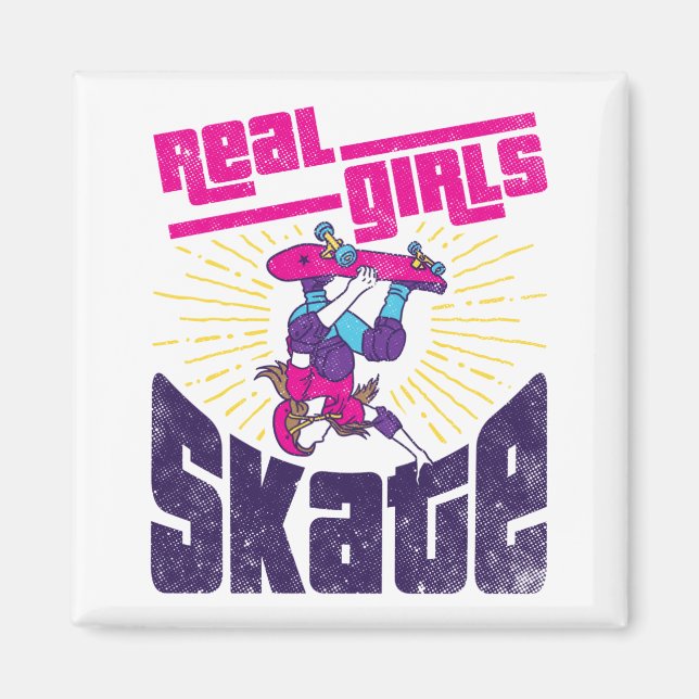 Skateboarding Real Girls Skate Magnet (Front)
