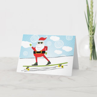 Skateboarding Santa Card