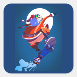 SKATEBOARDING SANTA CLAUS STICKERS