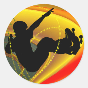 Skateboarding Silhouette in the Bowl Classic Round Sticker