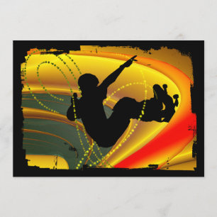 Skateboarding Silhouette in the Bowl Invitation