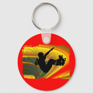 Skateboarding Silhouette in the Bowl Keychain